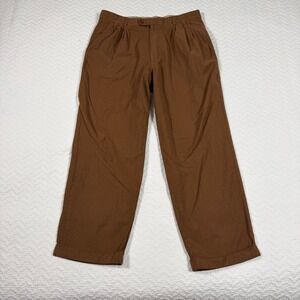 Zanella Pleated Trousers Men 33x27 Brown Quiet Luxury Virgin Wool Italy GUC